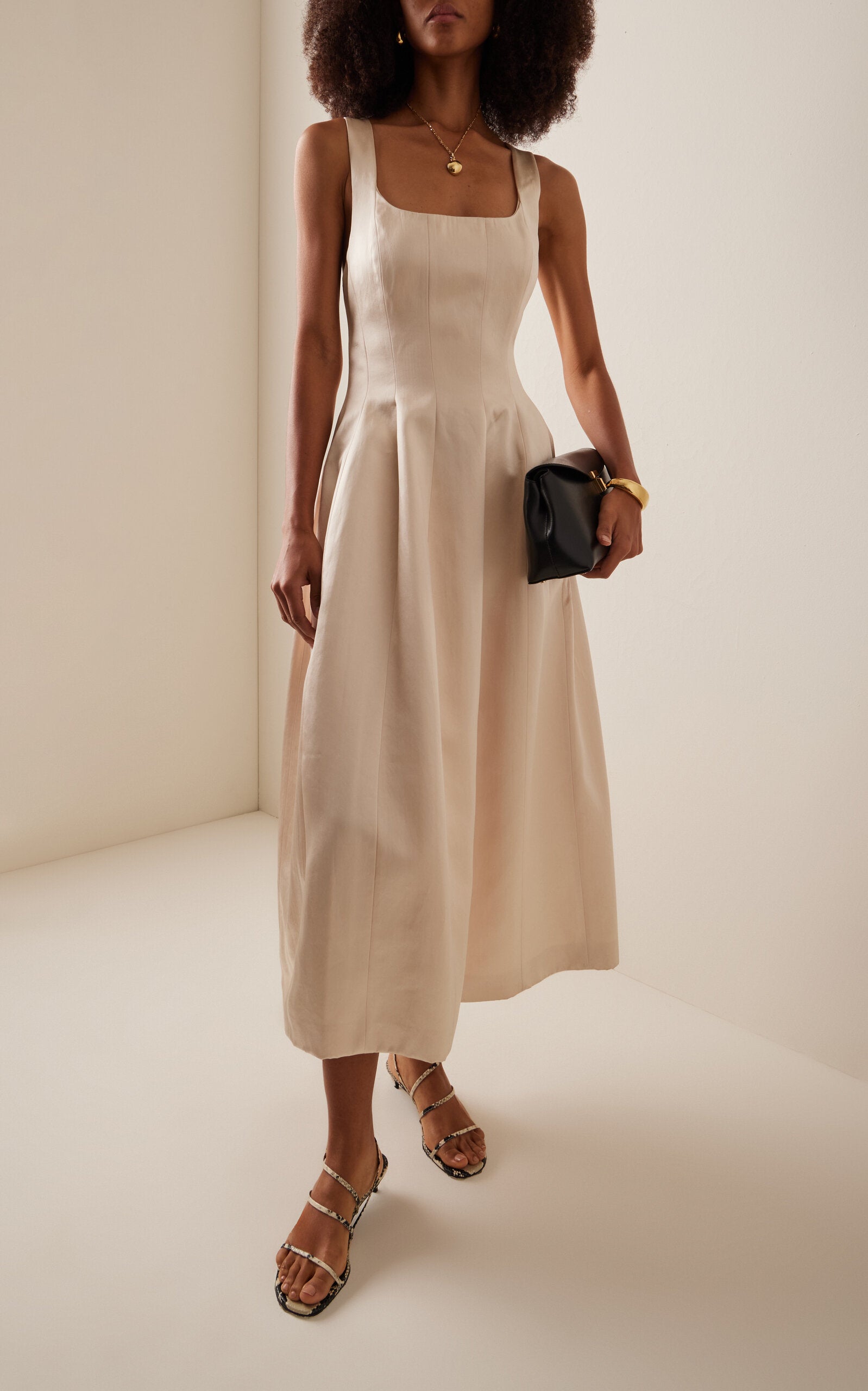 Duchesse Satin Corset Midi Dress Simple gentle beautiful and grand