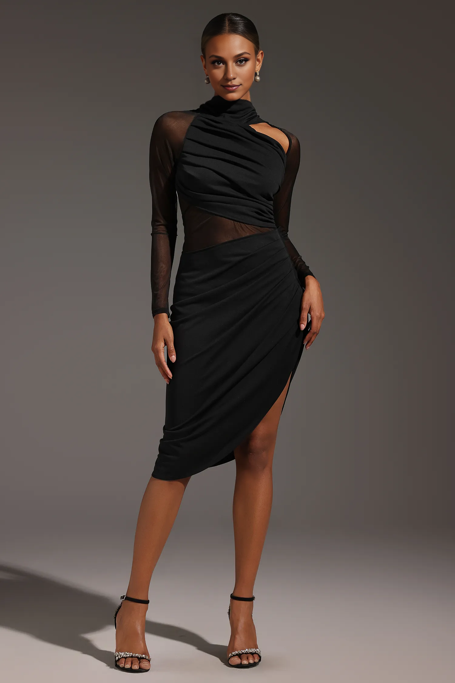 Piala Long Sleeve Hollow Out Midi Dress Simple gentle atmospheric and unique design