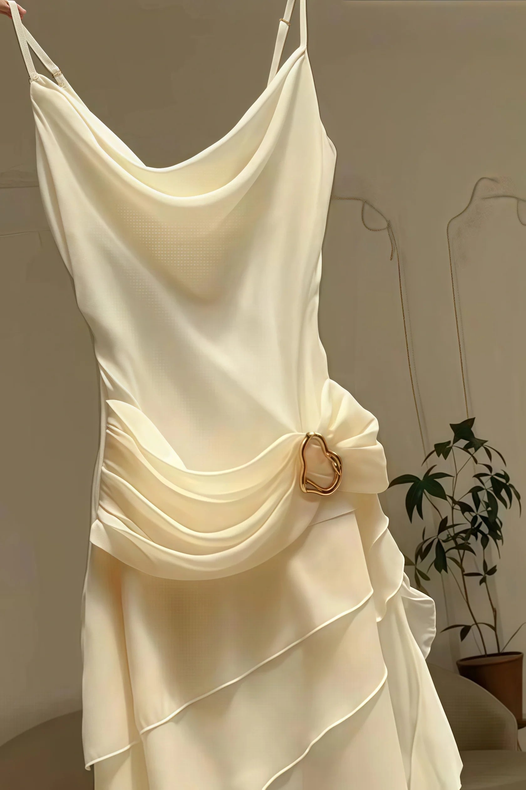 Ivory Chiffon Party Dress Pleated Homecoming Dress Simple atmospheric beautiful and unique design
