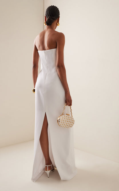 Draped Crepe Strapless Gown Gentle beautiful and grand
