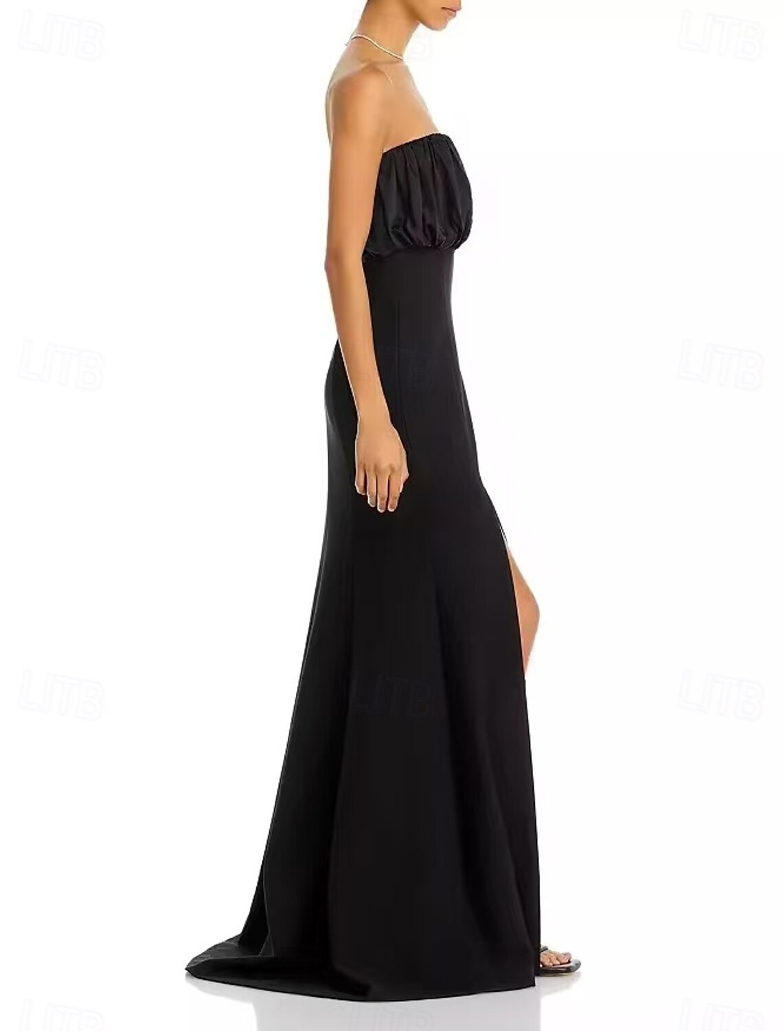 Trumpet Evening Gown Elegant Dress Evening Party Black Tie Gala Sweep / Brush Train Sleeveless Sweetheart Wednesday Family Cotton Blend Backless with Ruched Slit