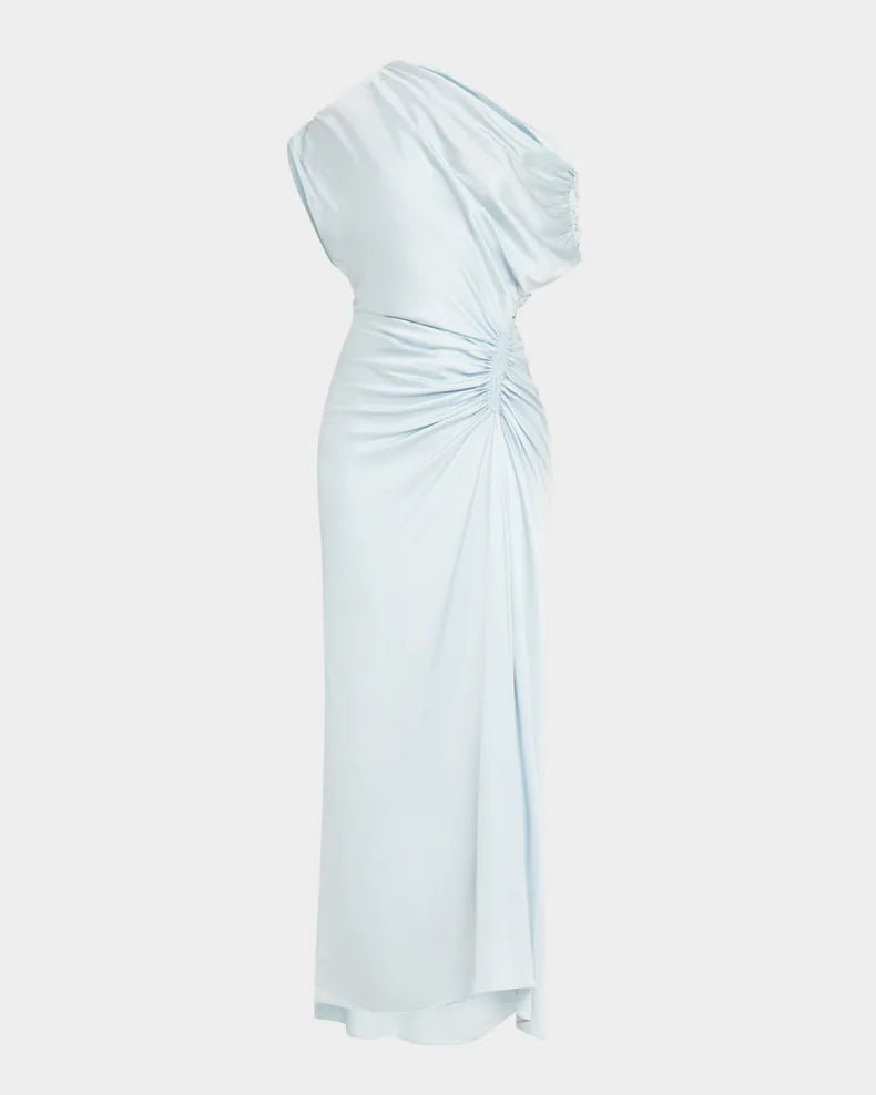 Penny One-Shoulder Ruched Satin Gown Charming and unique design Beautiful generous simple