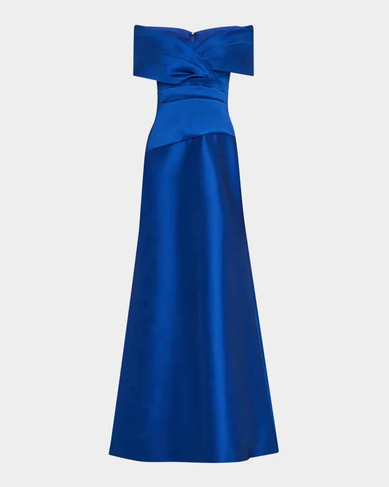 Stretch Mikado Portrait Draped A-line Gown Beautiful and charming simple and unique design