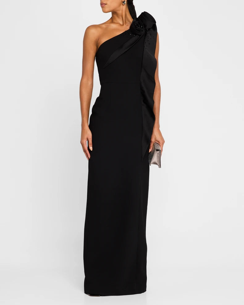 Charming and unique design Beautiful generous simple One-Shoulder Beaded Column Gown