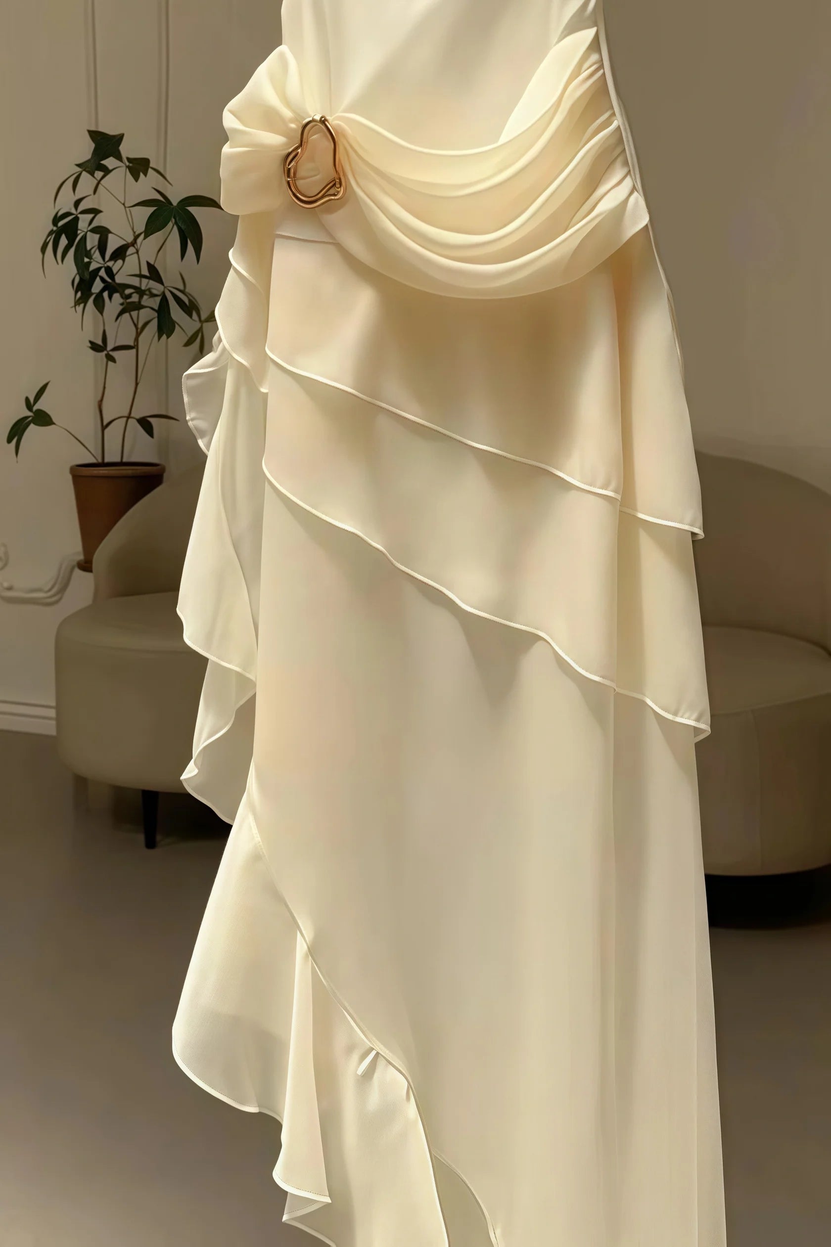 Ivory Chiffon Party Dress Pleated Homecoming Dress Simple atmospheric beautiful and unique design