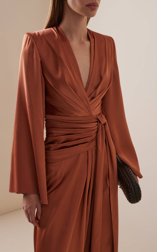 Party Dresses Tie-Detailed Satin Gown Gentle beautiful and grand