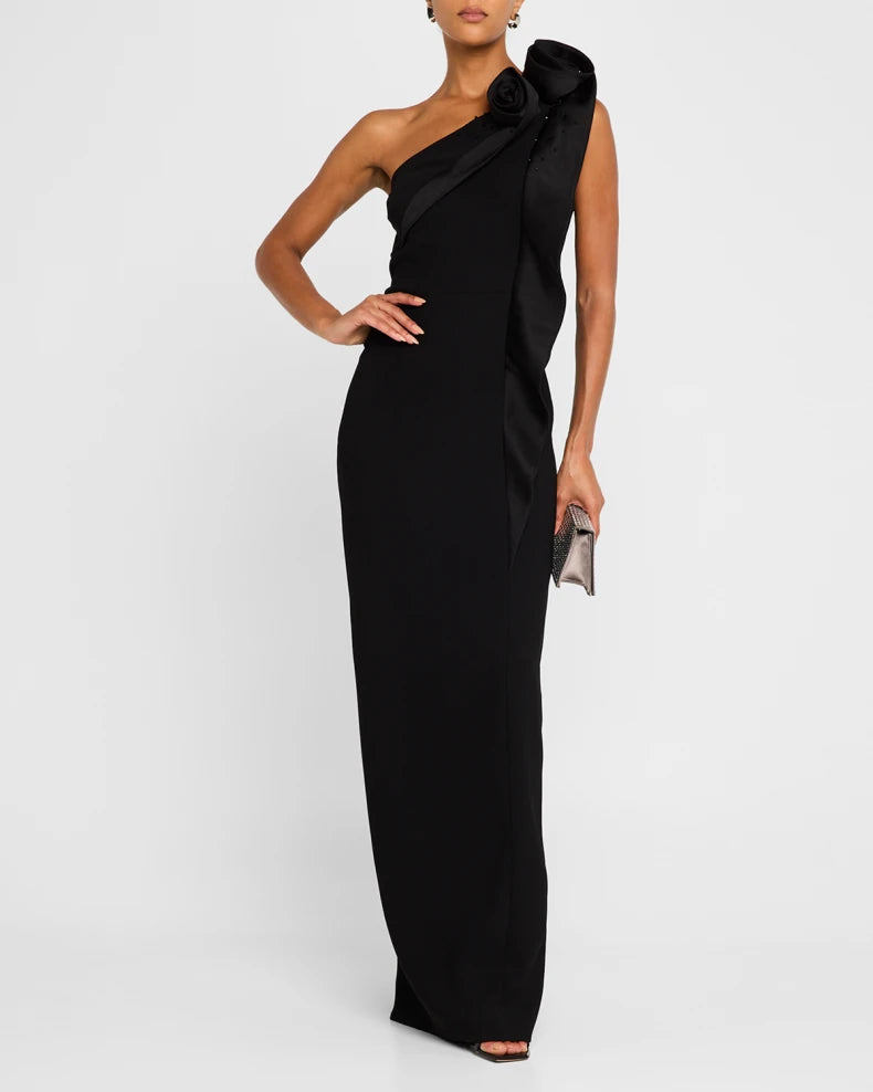 Charming and unique design Beautiful generous simple One-Shoulder Beaded Column Gown