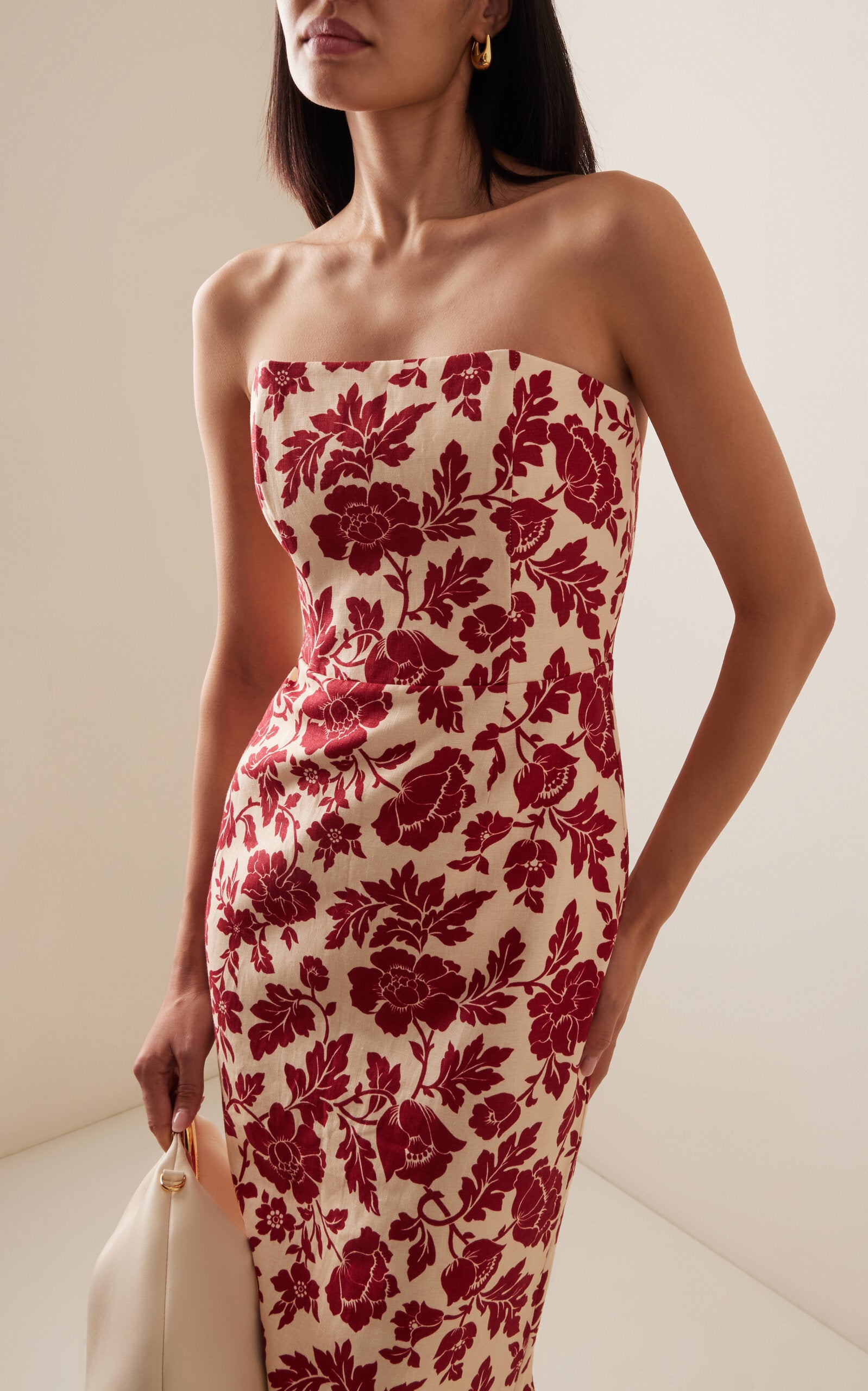 Exclusive Romeo Bow-Detailed Linen Midi Dress Full of charm simple and atmospheric