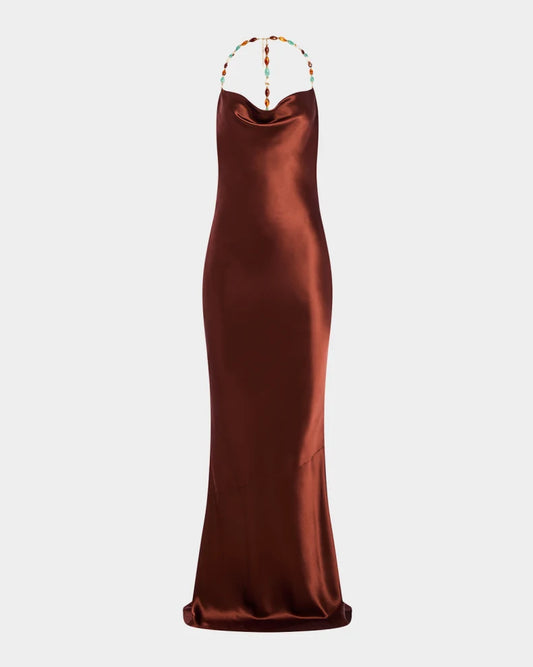 Finley Beaded Satin Slip Gown Charming and unique design Beautiful generous simple