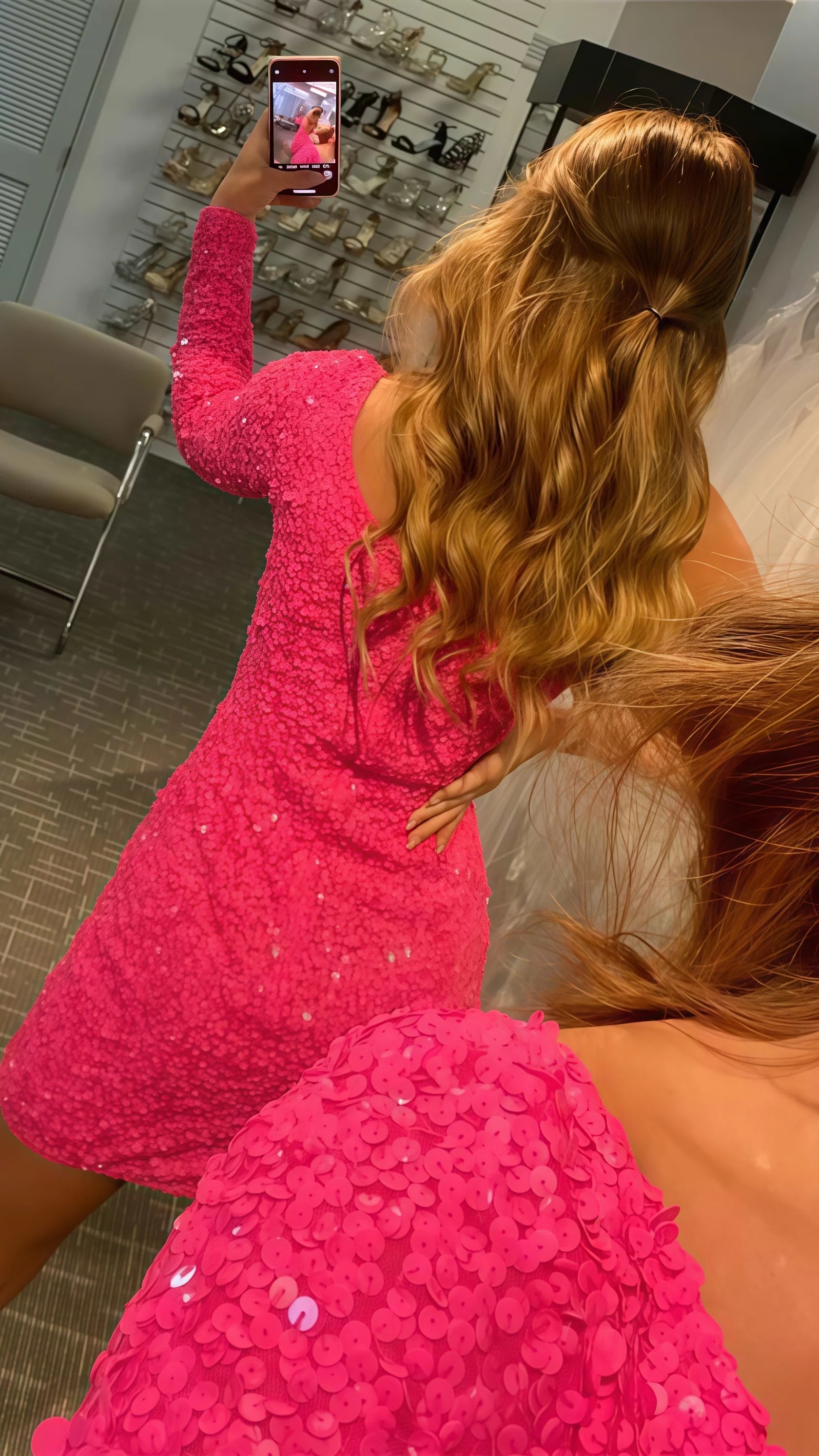 One Sleeve Sequin Homecoming Dress Short Prom Dresses Simple atmospheric beautiful and unique design