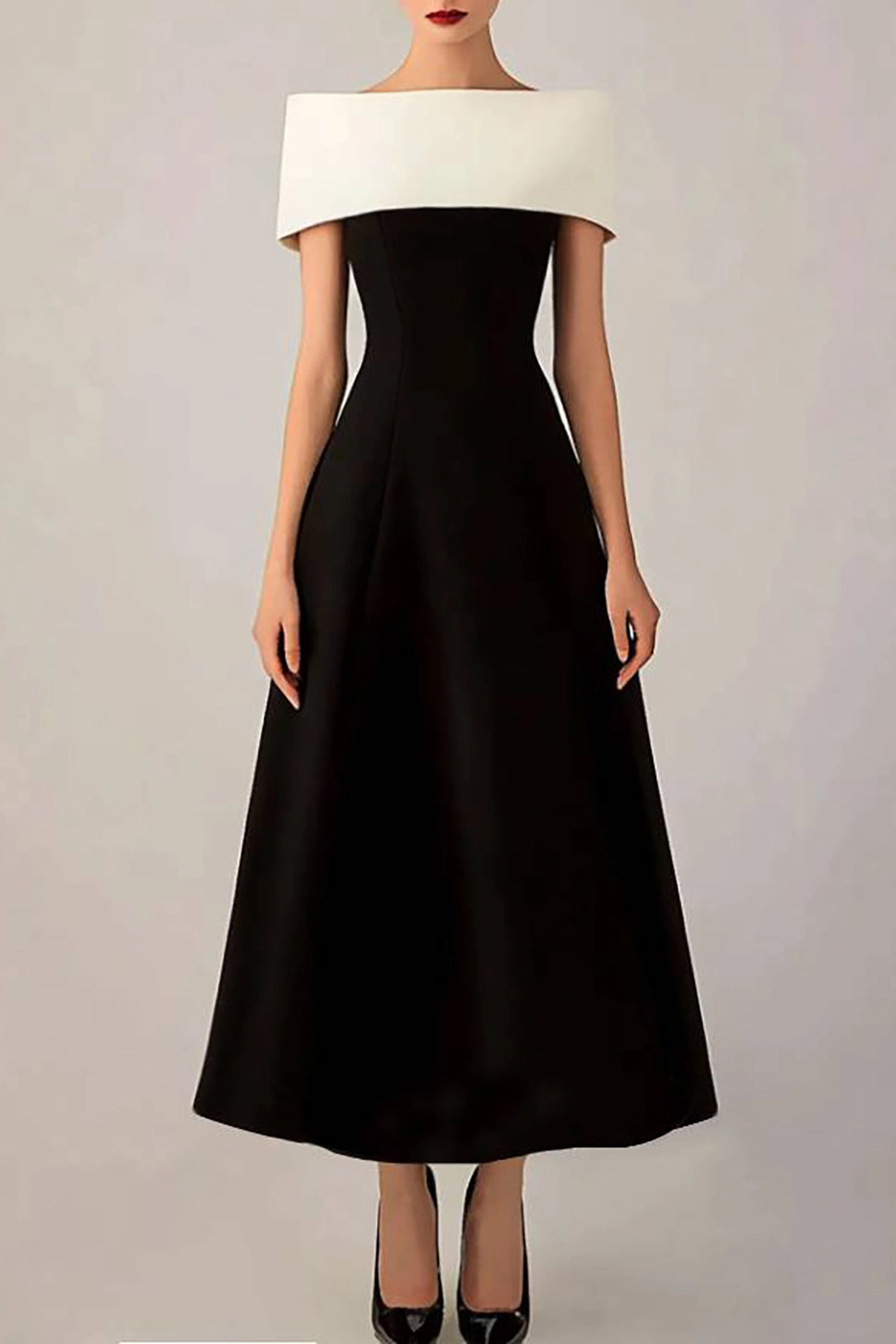 Evening Formal Colorblock Dress Black White Maxi Dress