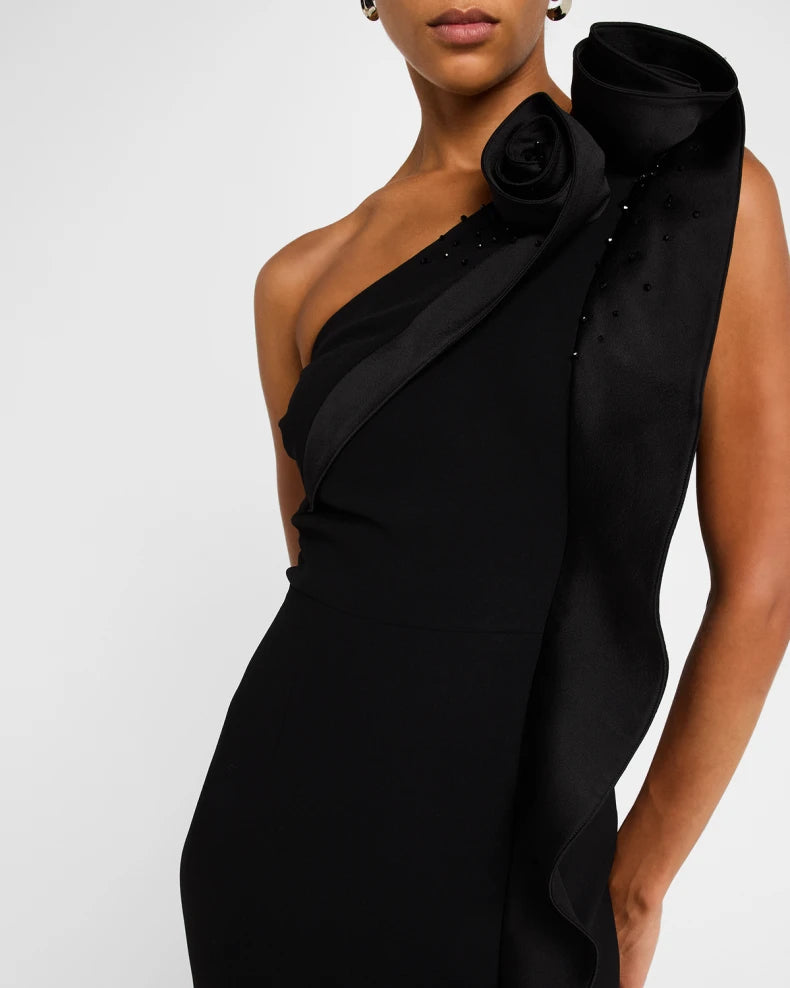 Charming and unique design Beautiful generous simple One-Shoulder Beaded Column Gown