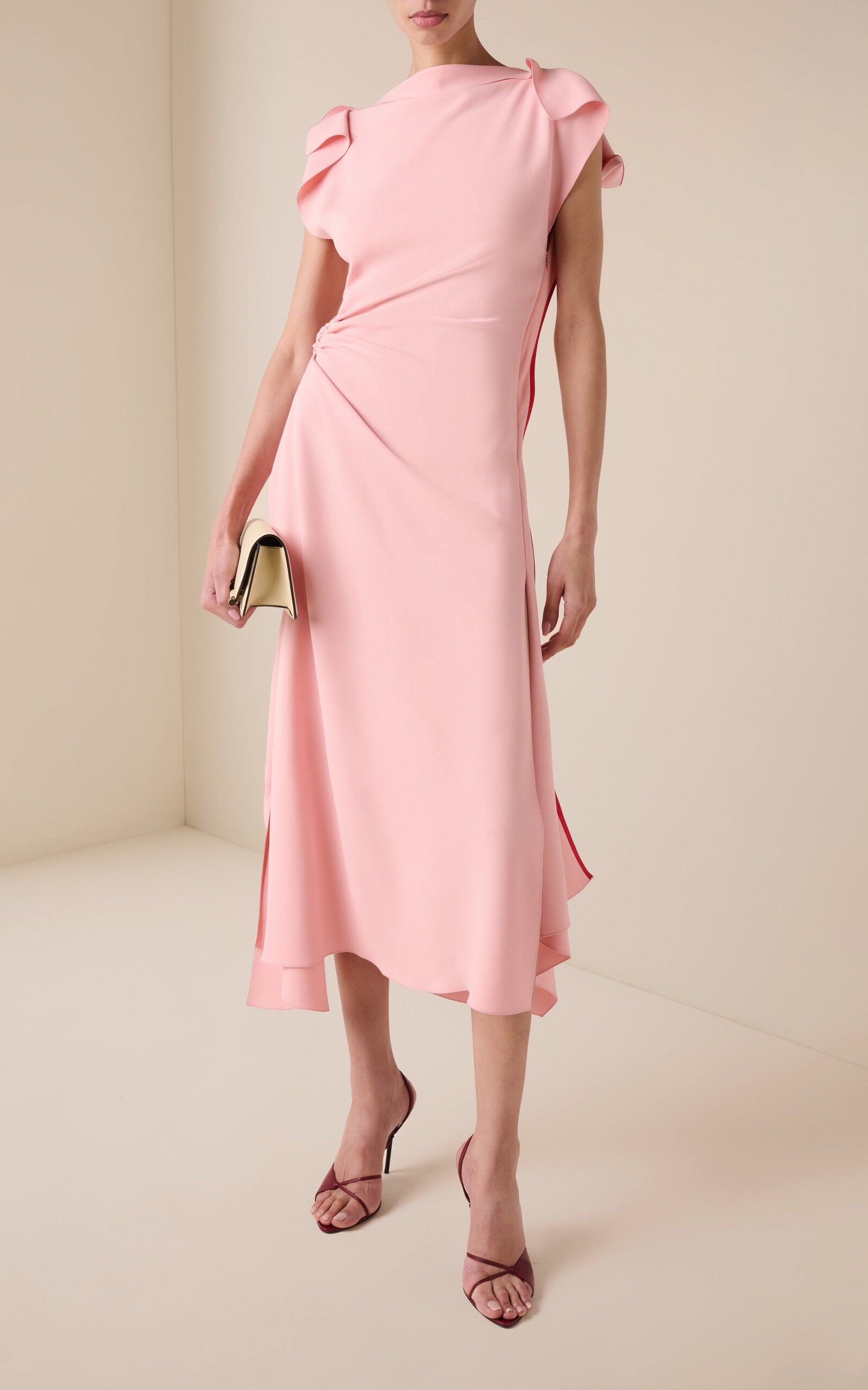 Draped Stretch-Satin Midi Dress Full of charm simple and atmospheric