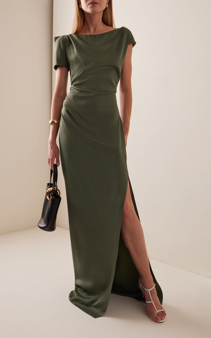 Party Dresses Asymmetric Satin Maxi Dress Gentle beautiful and grand
