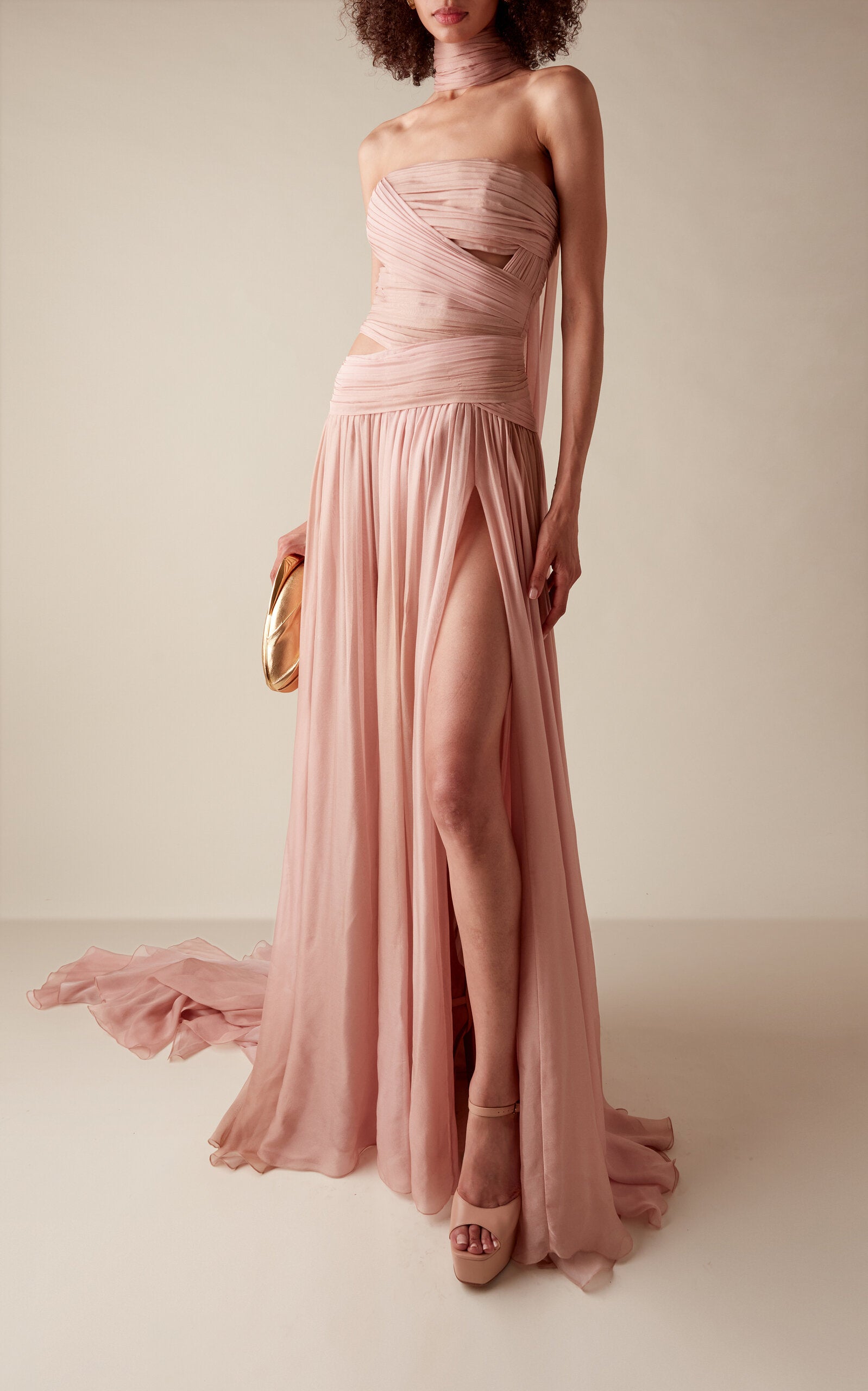 Draped Chiffon Maxi Dress Gentle beautiful and grand
