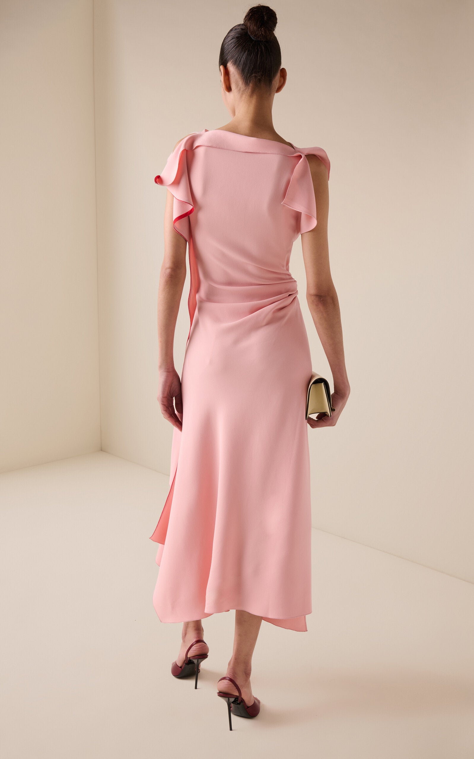 Draped Stretch-Satin Midi Dress Full of charm simple and atmospheric