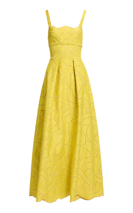 Embroidered Cotton Midi Dress Full of charm simple and atmospheric