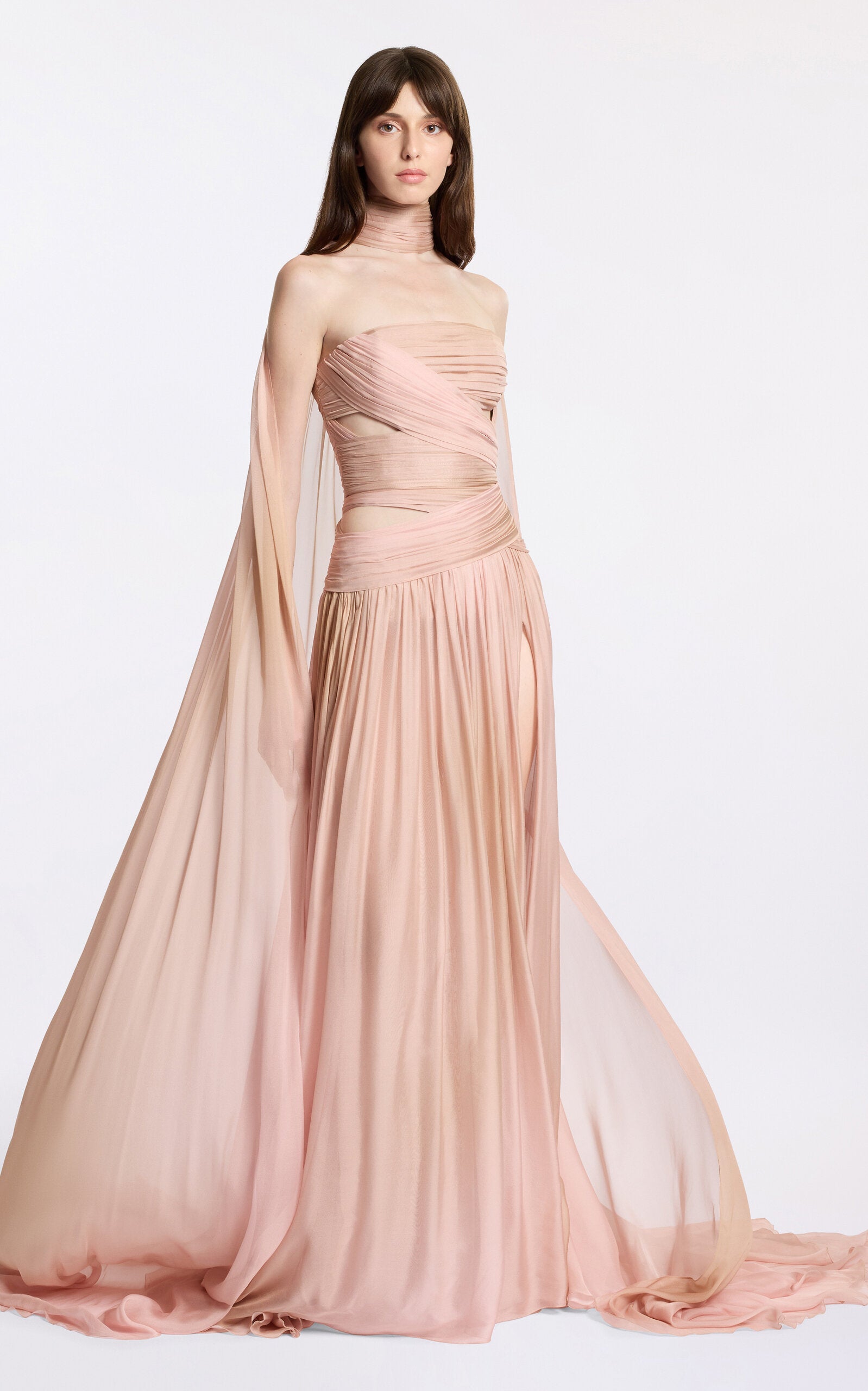 Draped Chiffon Maxi Dress Gentle beautiful and grand