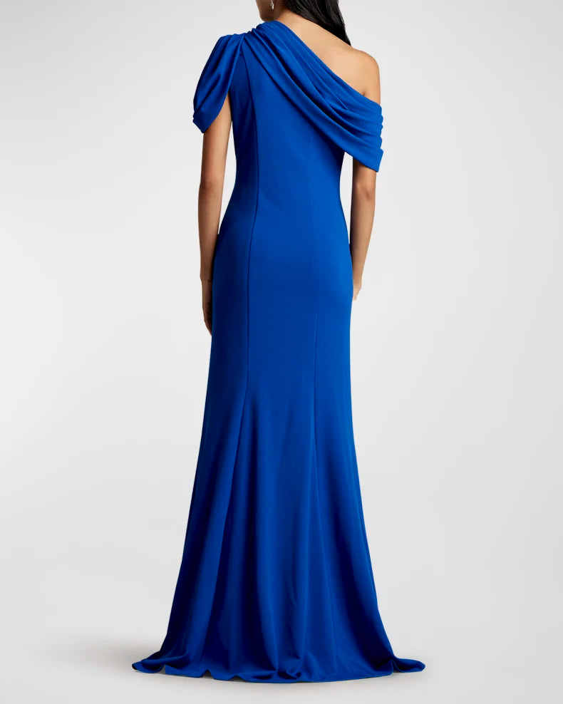 Knotted One-Shoulder Crepe Gown Beautiful and charming simple and unique desi