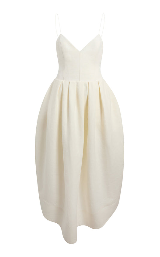 Sleeveless Linen Midi Dress Full of charm simple and atmospheric