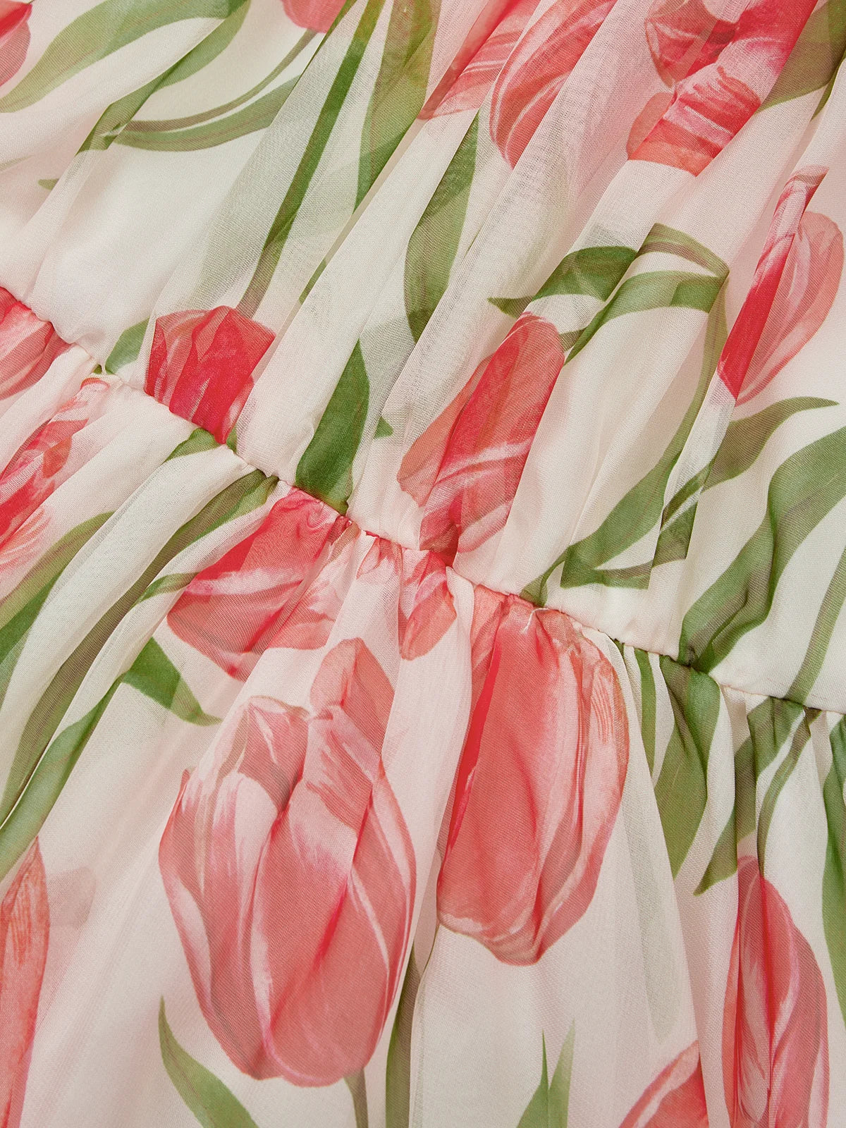 Simple beautiful generous and full of charm Pink Floral Crew Neck Sleeveless A-Line Maxi Chiffon Dress
