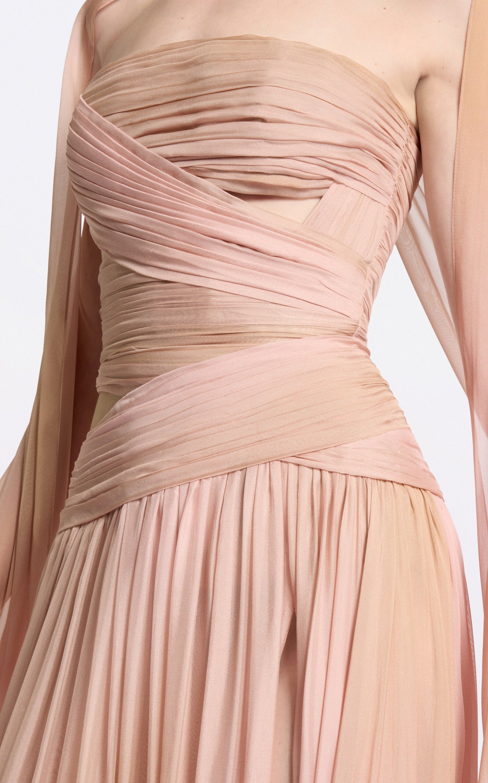 Draped Chiffon Maxi Dress Gentle beautiful and grand