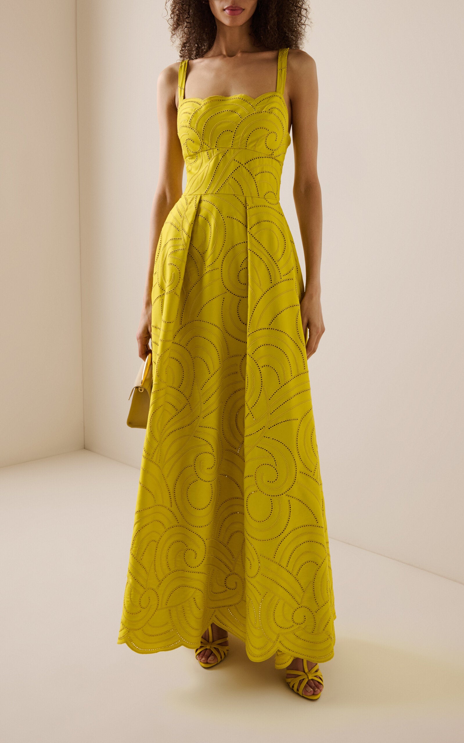 Embroidered Cotton Midi Dress Full of charm simple and atmospheric