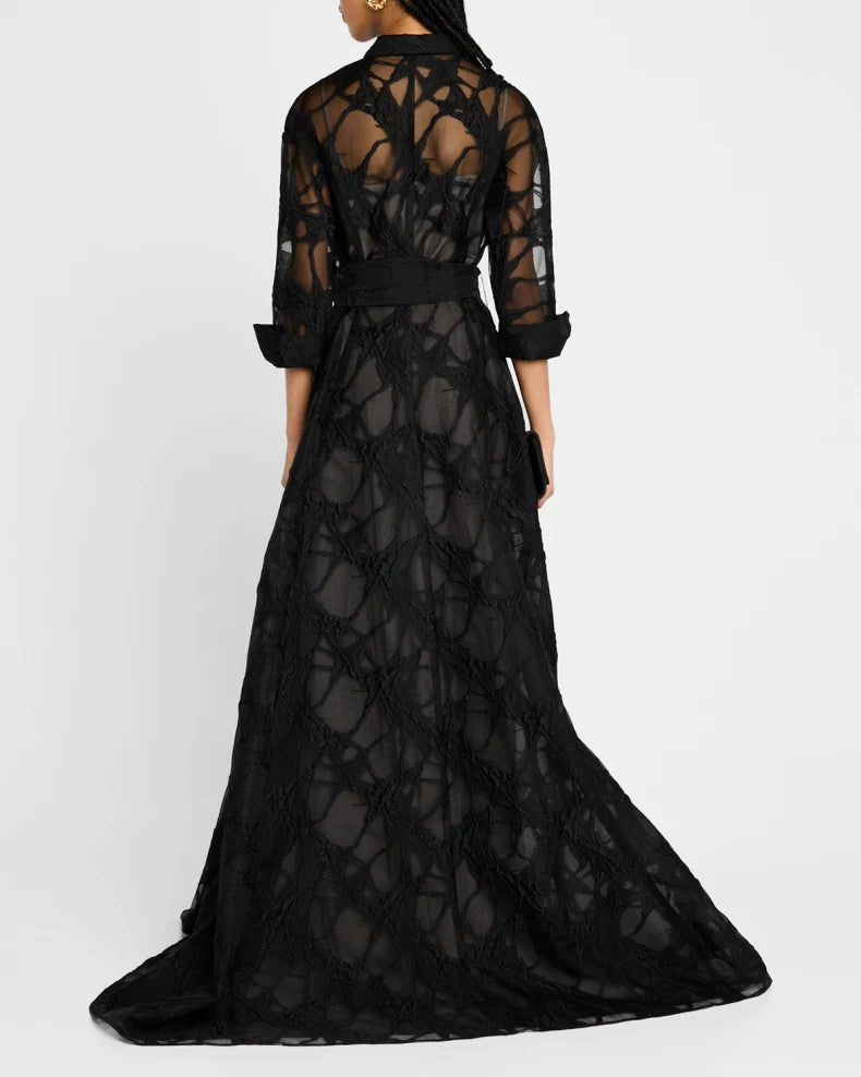 A-Line Organza Jacquard Shirt Gown Beautiful and charming simple and unique design