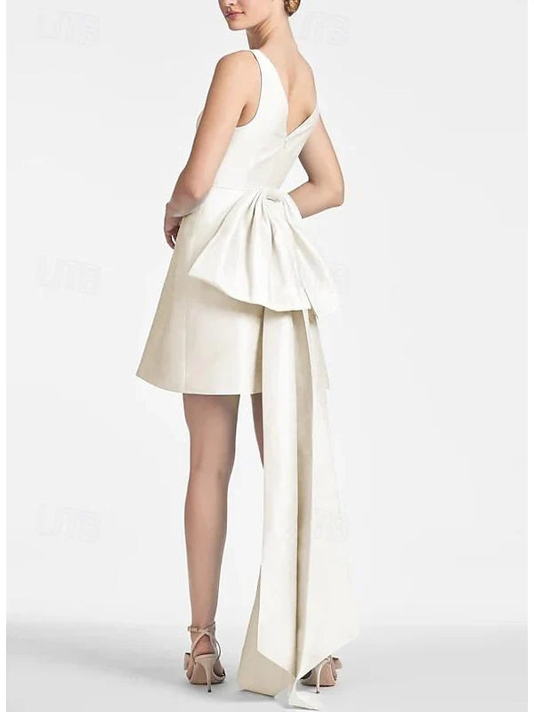 Princess V-Neck Mini Cocktail Dresses with Bow Simple gentle beautiful and unique design