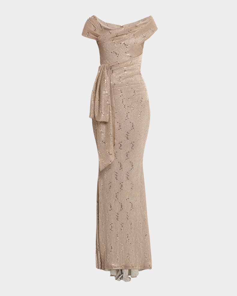 Reo Metallic Drape Mermaid Gown Beautiful and charming simple and unique design