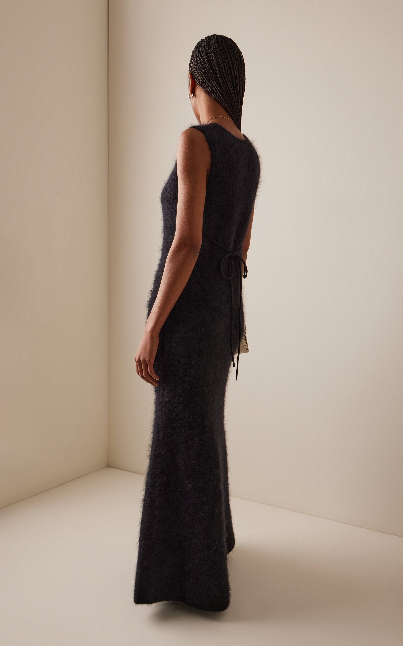Ladies' Spring And Summer Vacation Cape-Detailed Roma Knit Mohair-Blend Gown