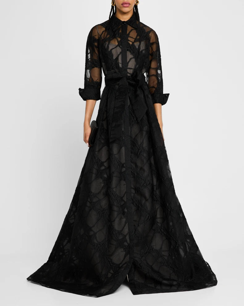 A-Line Organza Jacquard Shirt Gown Beautiful and charming simple and unique design