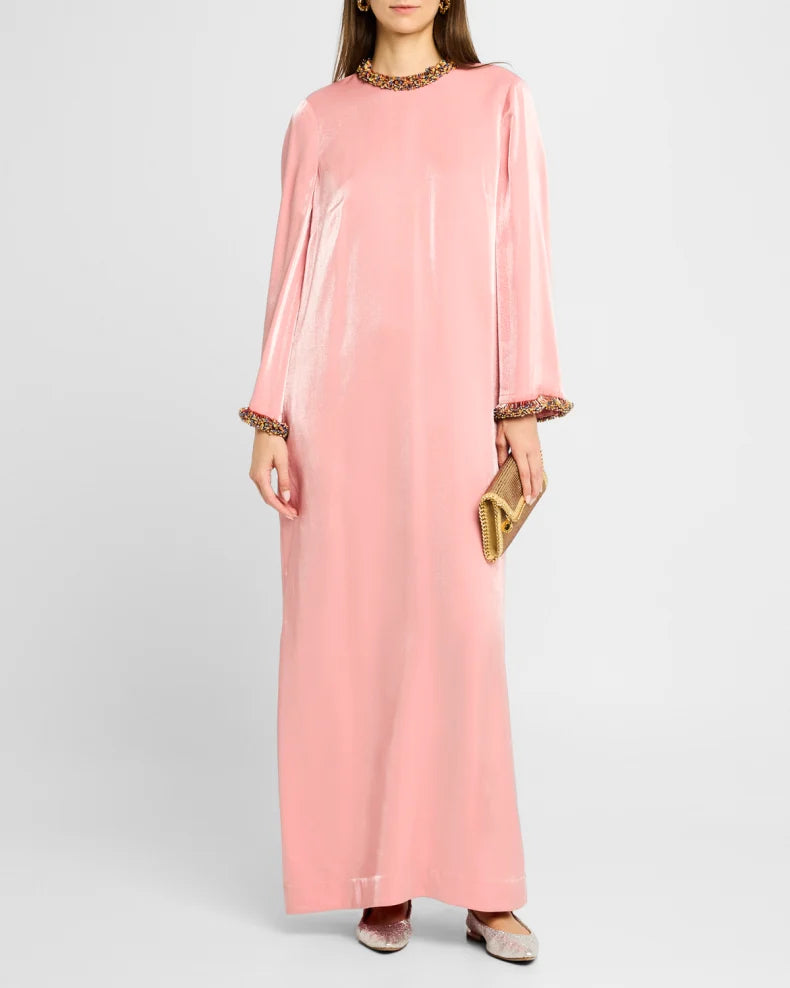 Charming and unique design Beautiful generous simple Orion Beaded Trim Gown