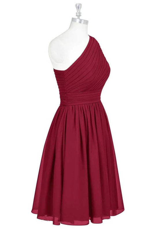 Chiffon One-Shoulder A-Line Short Bridesmaid Dress