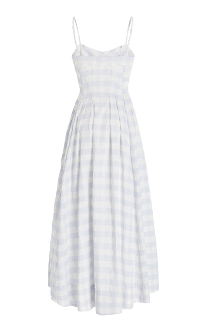 Draped JeGingham Cotton-Fil Coupe Midi Dress Full of charm simple and atmospheric
