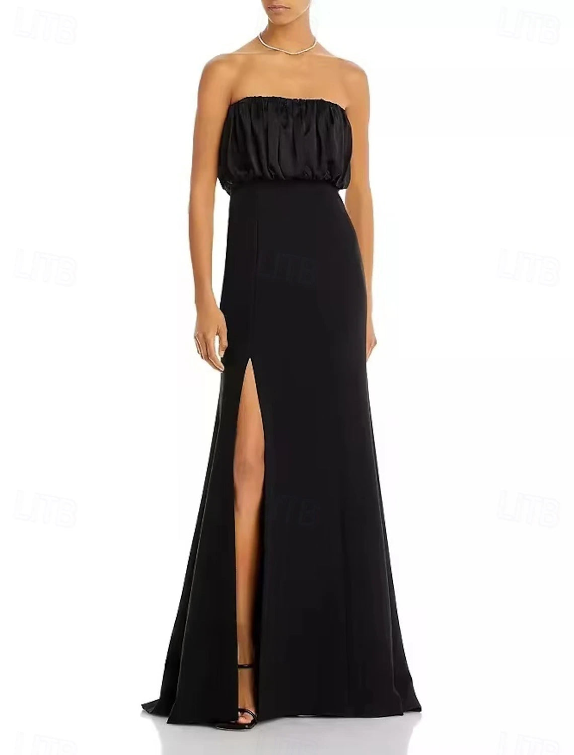 Trumpet Evening Gown Elegant Dress Evening Party Black Tie Gala Sweep / Brush Train Sleeveless Sweetheart Wednesday Family Cotton Blend Backless with Ruched Slit