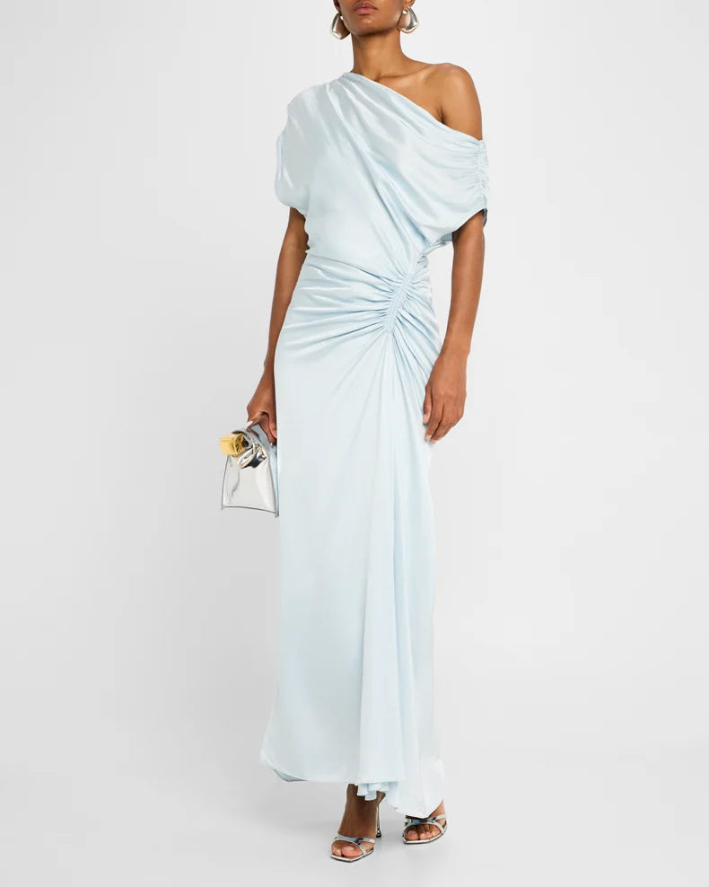 Penny One-Shoulder Ruched Satin Gown Charming and unique design Beautiful generous simple