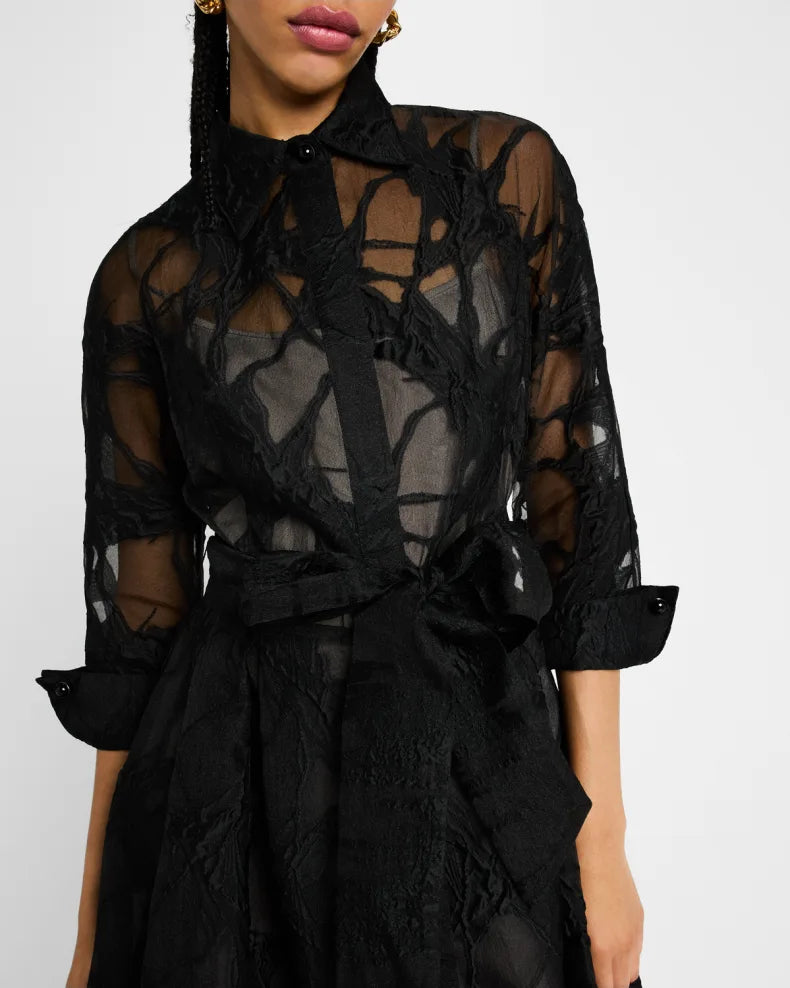 A-Line Organza Jacquard Shirt Gown Beautiful and charming simple and unique design