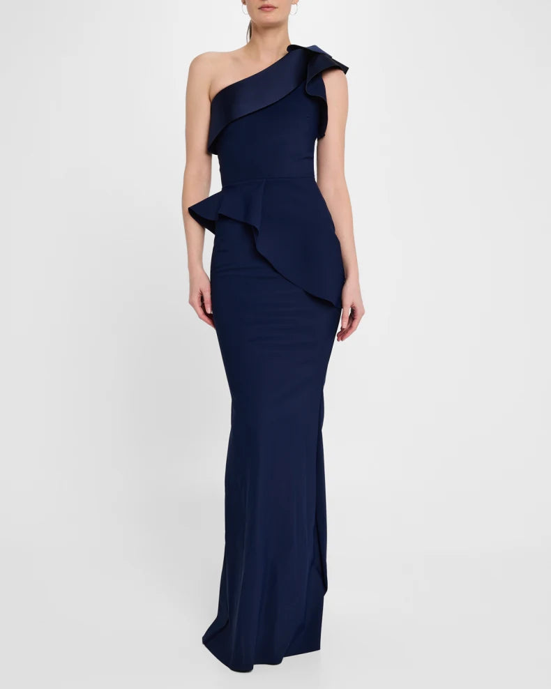 Rippyka One-Shoulder Peplum Mermaid Gown Beautiful and charming simple and unique design