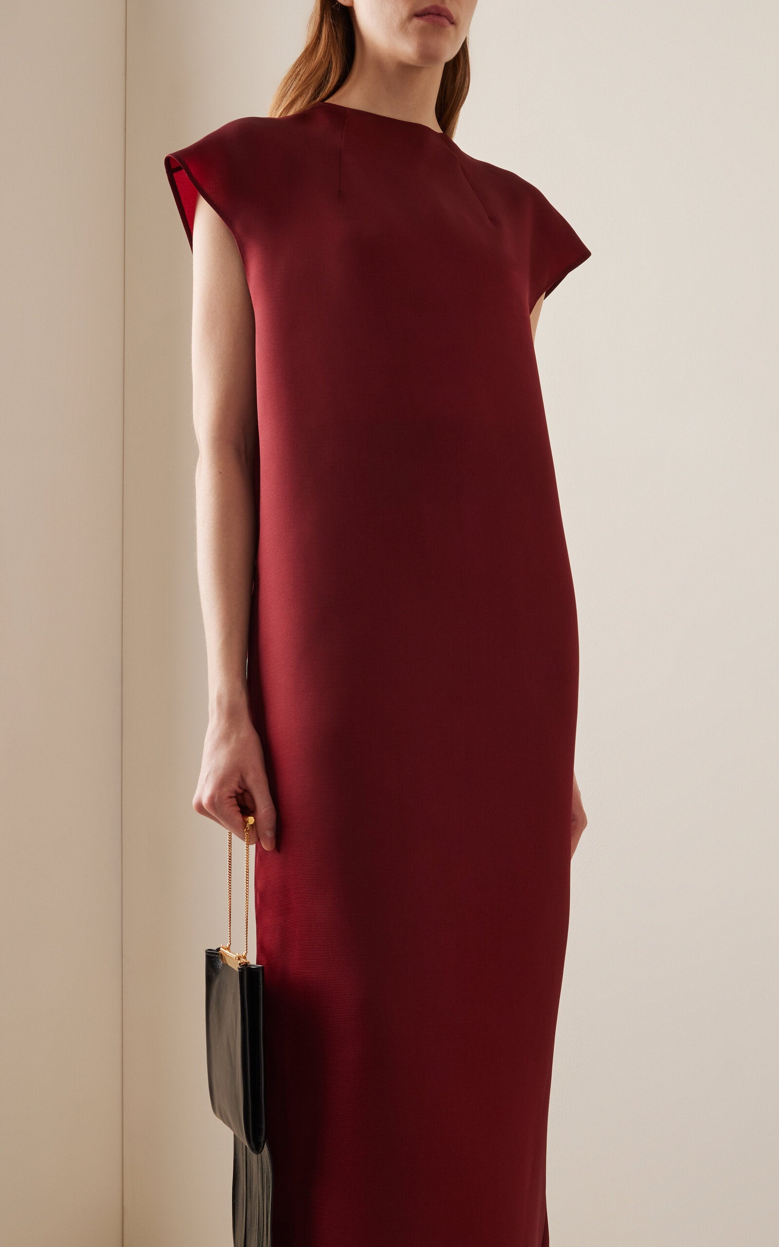 Simple gentle beautiful and grand Lohan Mockneck Silk Maxi Dress