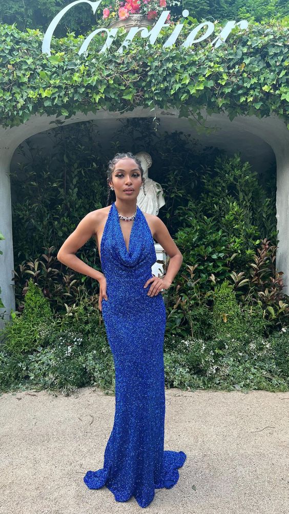 Royal blue long evening dress mermaid prom gown