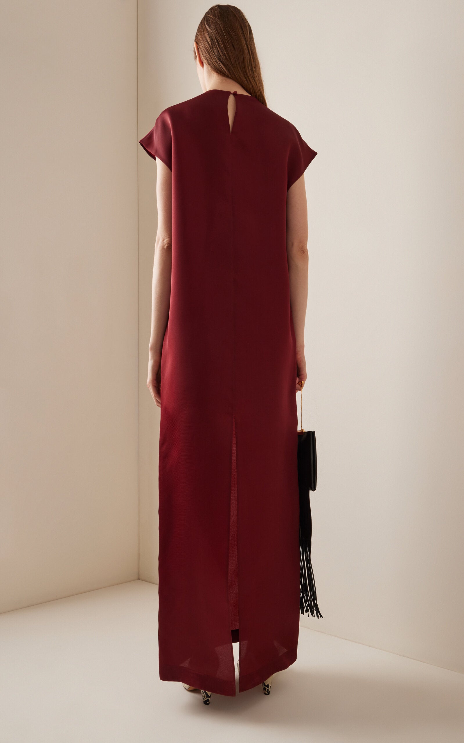 Simple gentle beautiful and grand Lohan Mockneck Silk Maxi Dress