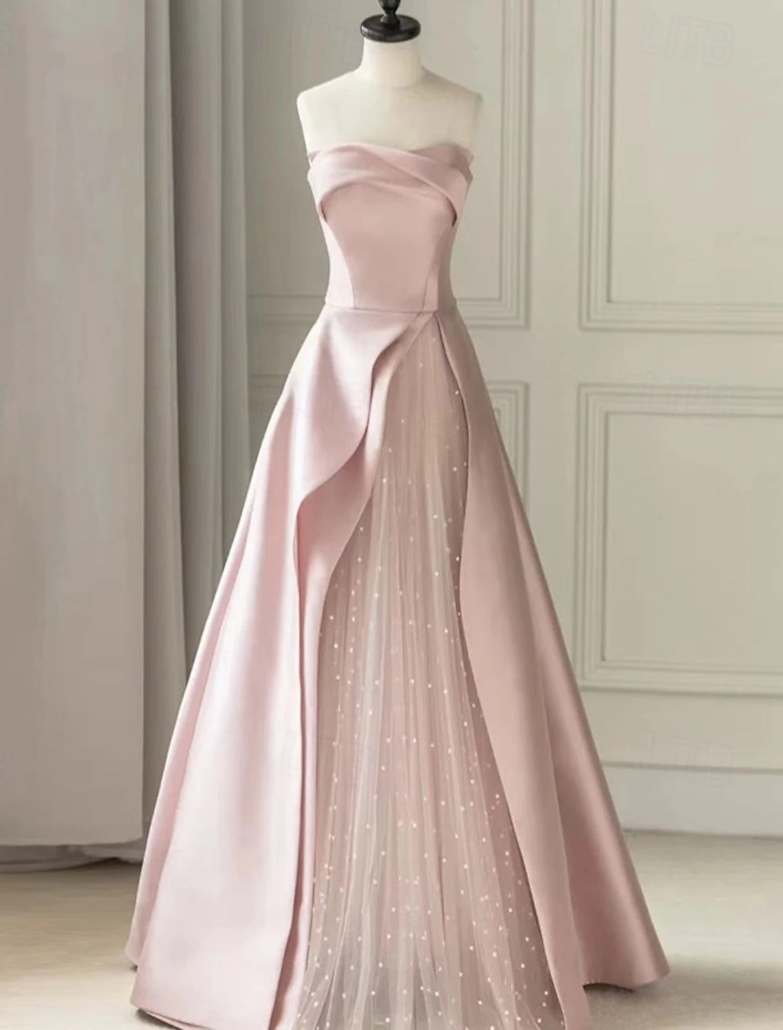 Mermaid Trumpet Evening Gown Elegant Dress Formal Wedding Floor Length 3/4 Length Sleeve Jewel Neck Sequined with Glitter Tassel