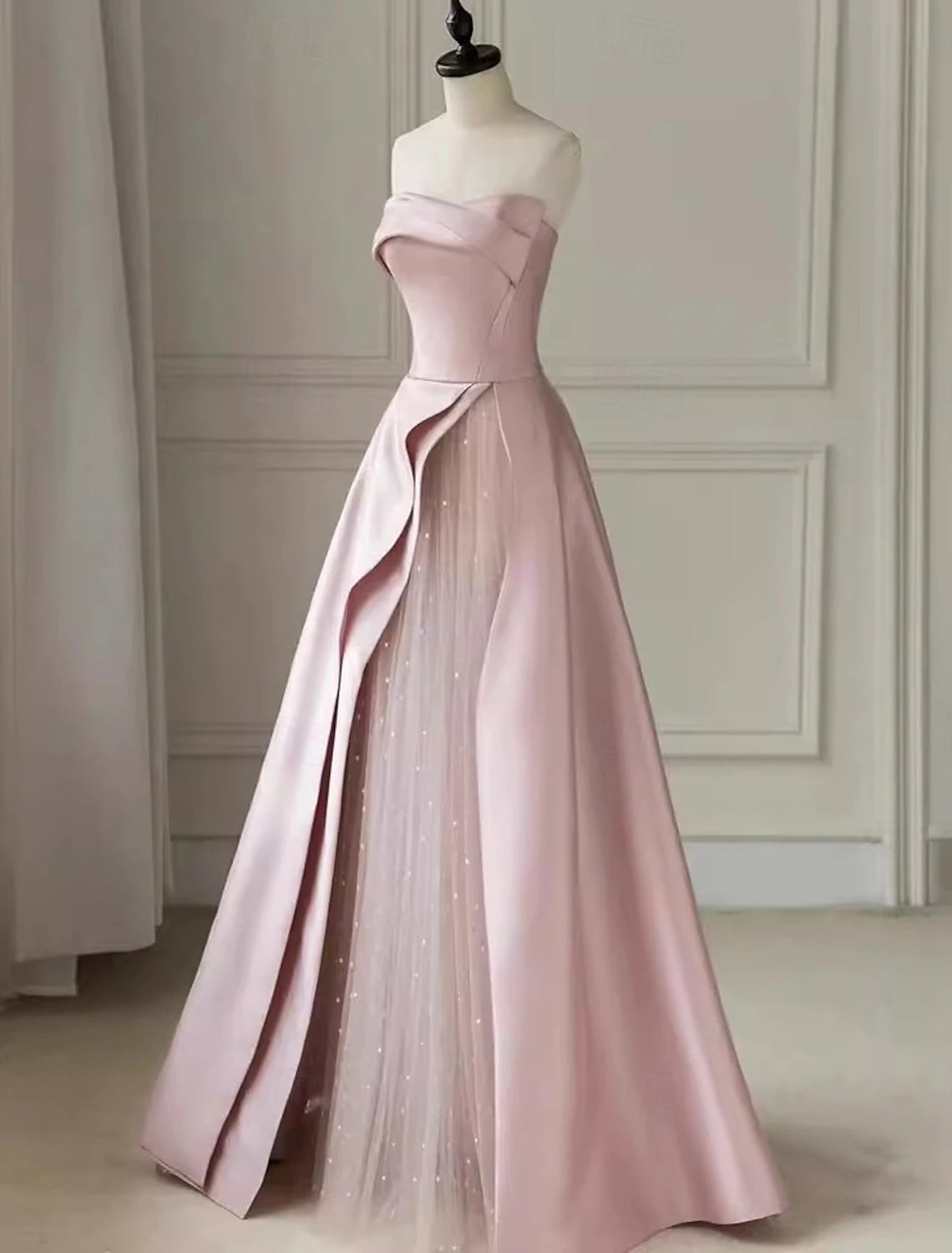 Mermaid Trumpet Evening Gown Elegant Dress Formal Wedding Floor Length 3/4 Length Sleeve Jewel Neck Sequined with Glitter Tassel