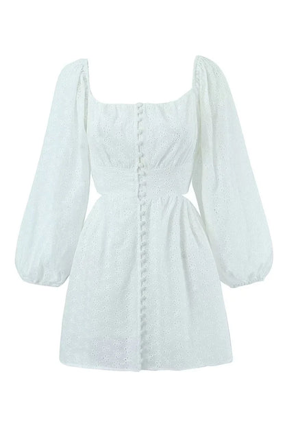 Classy White Long Sleeves Short Graduation Dress
