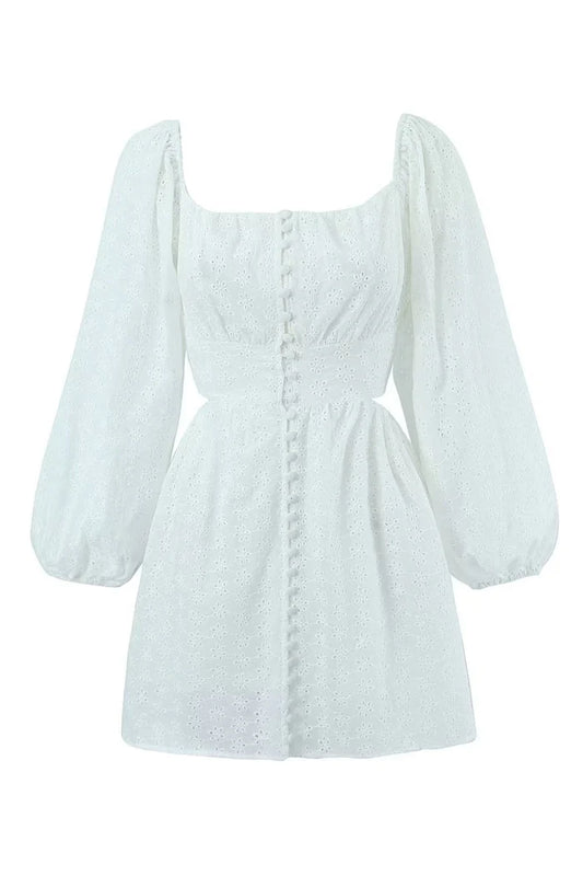Classy White Long Sleeves Short Graduation Dress