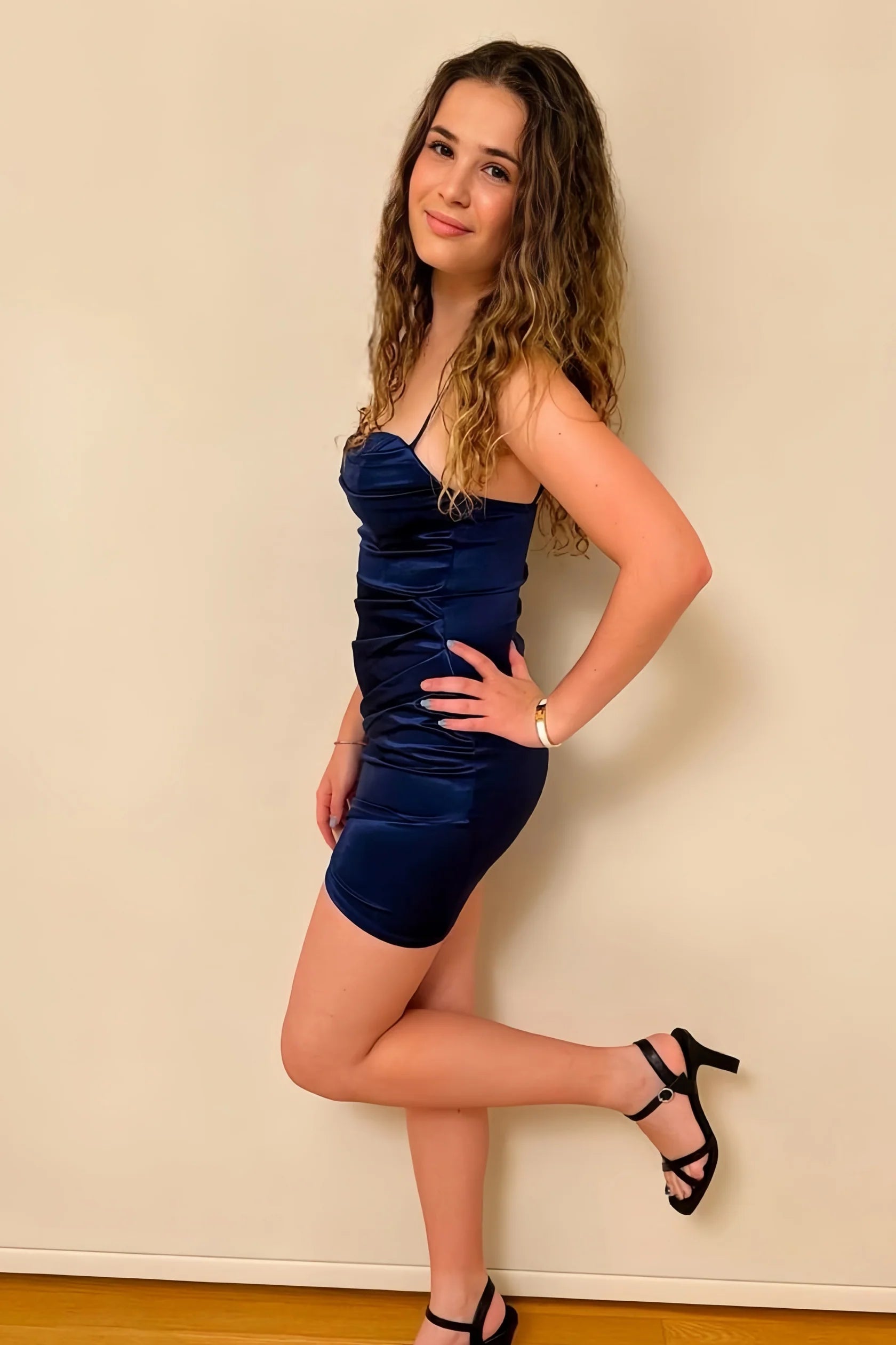 Spaghetti Straps Blue Homecoming Dresses Tight Party Dresses Simple atmospheric beautiful and unique design