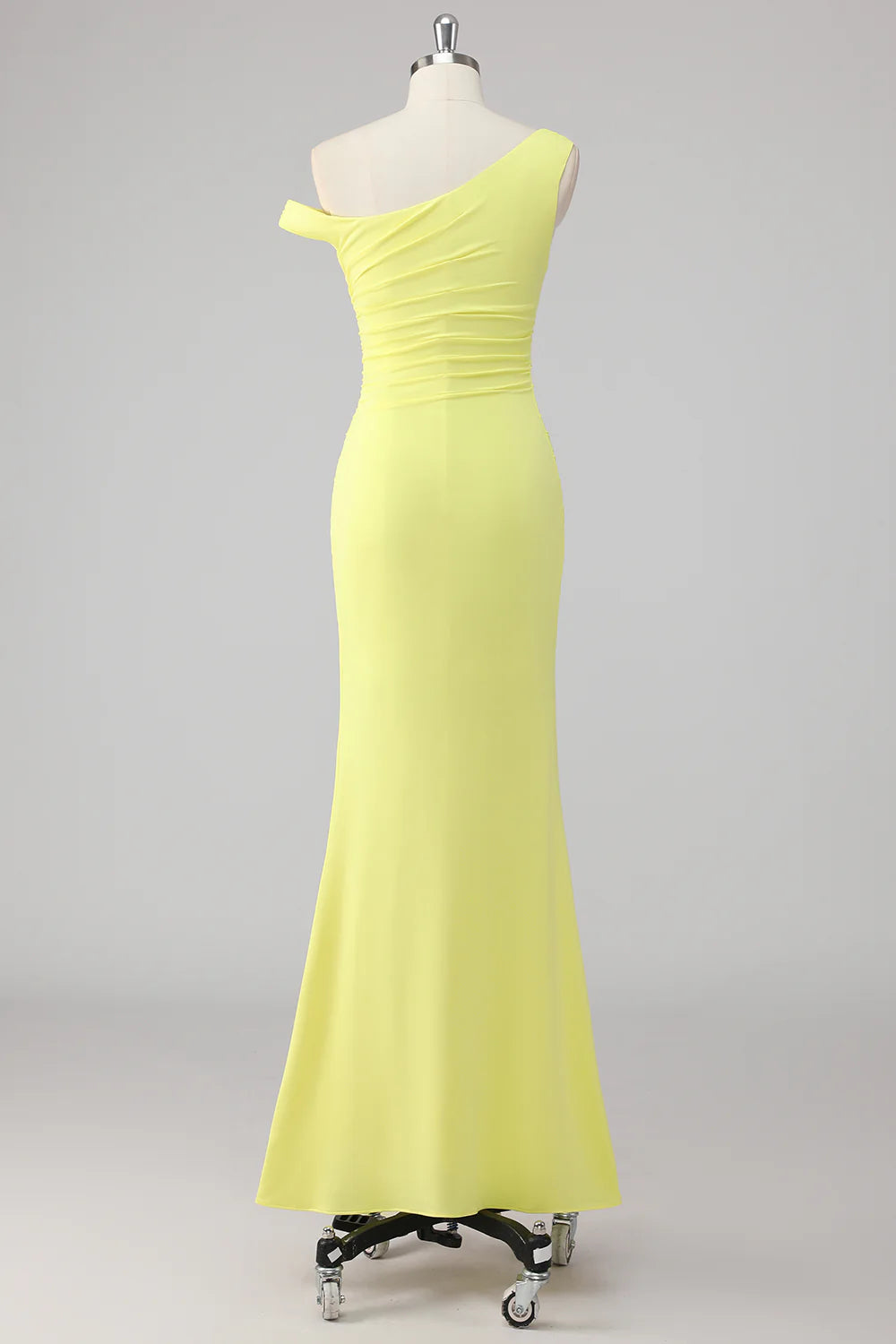 Lemon Mermaid Ruched Long Formal Dress