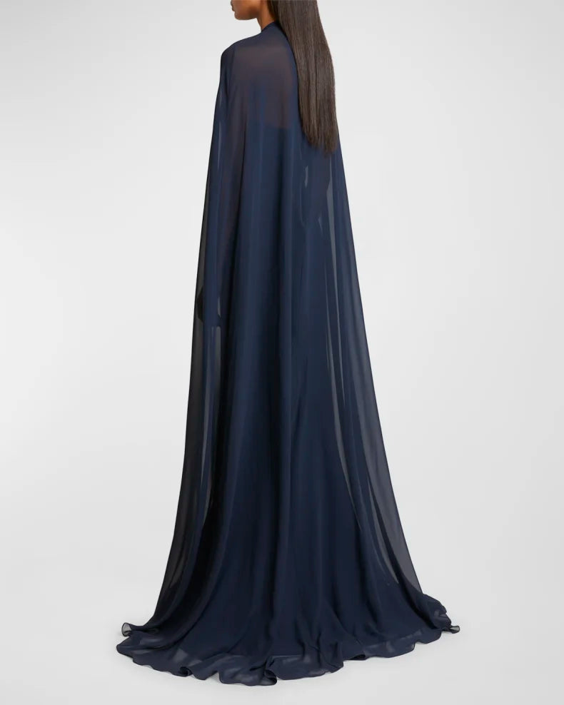 Charming and unique design Beautiful generous simple Flower-Neck Cape Trumpet Gown