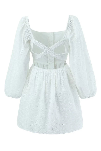 Classy White Long Sleeves Short Graduation Dress